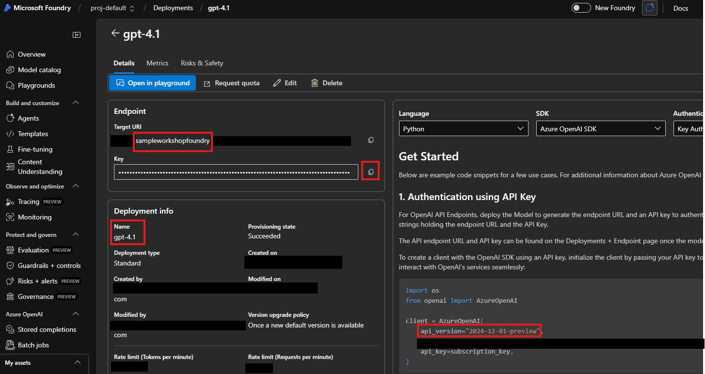 Azure OpenAI Setup - Microsoft Agent Framework Workshop